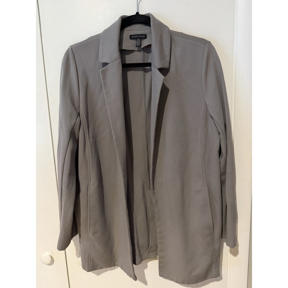Eileen Fisher‎ Zinc Flex Tencel Ponte Notch Collar Jacket Size Medium Gray